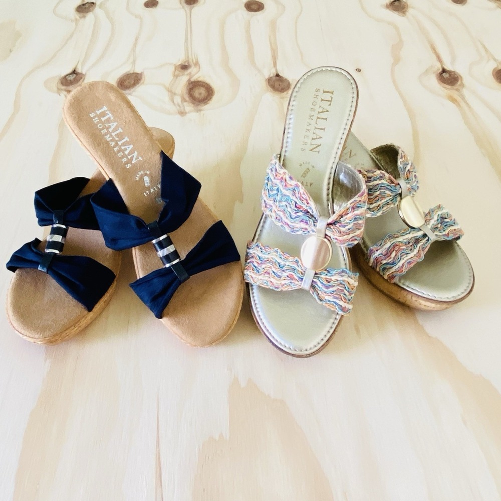 Italian Shoemakers Women's Size 8 Sandal Heels Bundle Multicolor And Navy